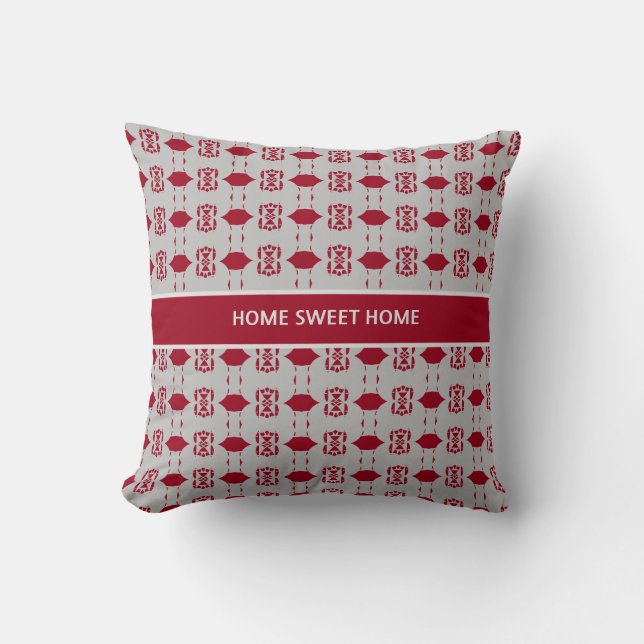 Elegant Silver en Burgundy Pattern Kussen (Voorkant)