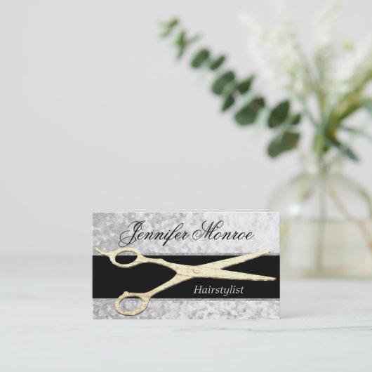 Elegant Silver en Gold Haarstylist Benoeming Afsprakenkaartje (Staand voorkant)