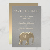 Elegant Silver en Gold Wedding Save The Date (Voorkant / Achterkant)