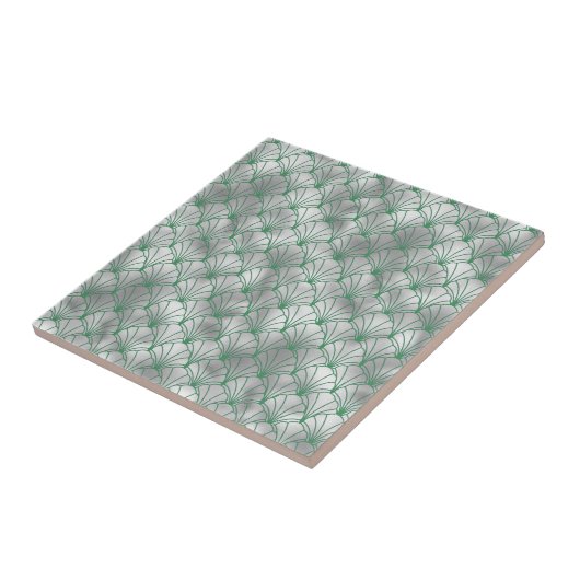 Elegant Silver en Green Art Deco Tegeltje (Zijkant)