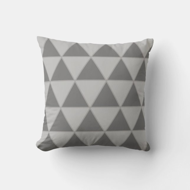 Elegant Silver en Grey Triangle Geometric Pattern Kussen (Voorkant)