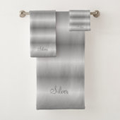 Elegant Silver en Grijze Stripes Bad Handdoek (Insitu)