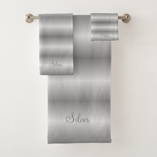 Elegant Silver en Grijze Stripes Bad Handdoek (Insitu)