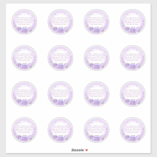 Elegant Silver en Light Paars Roos Butterfly Sticker (Vel)
