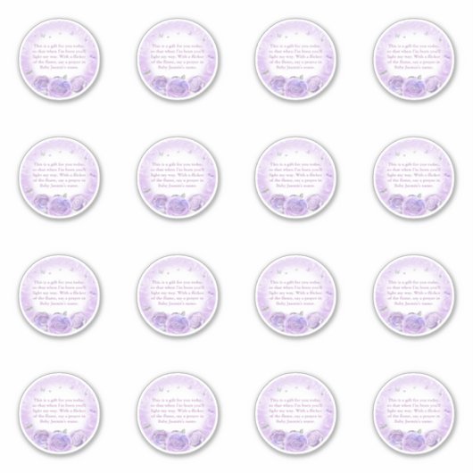 Elegant Silver en Light Paars Roos Butterfly Sticker (Voorkant)