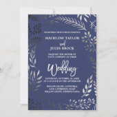 Elegant Silver en Navy | Lafy Lijst Weddenschap Kaart (Voorkant)