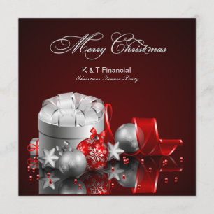 Elegant Silver en Red Corporate Kerstparty Kaart