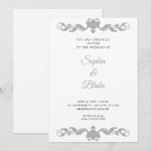Elegant Silver en White Art Deco Wedding Kaart (Voorkant / Achterkant)