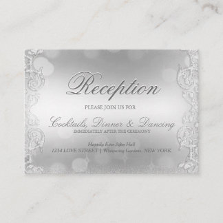Elegant Silver Faux Folie Informatiekaartje
