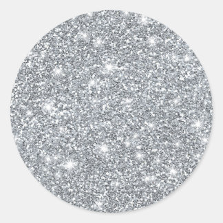 Elegant Silver Faux Glamoureuze Glitter Ronde Sticker