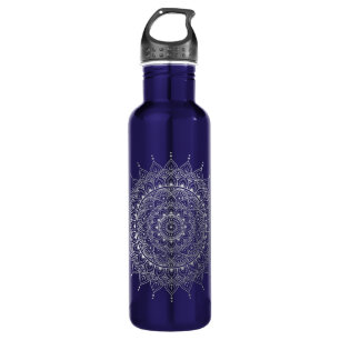 Elegant Silver Floral Henna Mandala Waterfles