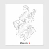 Elegant Silver Floral Swirls Sticker (Vel)