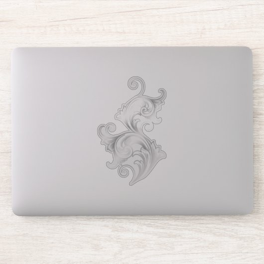 Elegant Silver Floral Swirls Sticker (Computer)