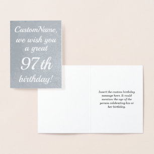 Elegant Silver Foil 97th Birthday Wenskaart Folie Kaarten