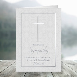 Elegant Silver Foil Cross Sympathie Folie Wenskaart