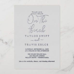 Elegant Silver Foil   Grijs op het strand Folie Uitnodiging