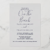 Elegant Silver Foil | Grijs op het strand Folie Uitnodiging (Voorkant)