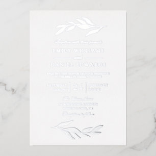 Elegant Silver Foil Leaf Modern Wedding Folie Uitnodiging