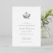 Elegant Silver Foil Maple Leaf Fall Wedding Folie Uitnodiging (Staand Voorkant)