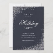 Elegant Silver Foil Script Holiday Party Kaart (Voorkant)