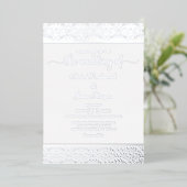Elegant Silver Foil White Damask Wedding Folie Uitnodiging (Staand Voorkant)