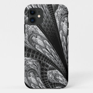 Elegant Silver Fractal Design Digital Art iPhone 11 Hoesje