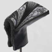 Elegant Silver Fractal Design Digital Art Ping Pon Golfheadcover (3/4 voorkant)