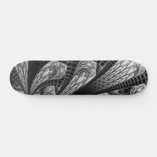 Elegant Silver Fractal Design Digital Art Skateboard (Horizontaal)