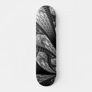Elegant Silver Fractal Design Digital Art Skateboard