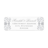 Elegant Silver  Glamor Wedding Address Etiket (Voorkant)