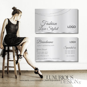 Elegant Silver Glamoureus met Logo Professional Visitekaartje