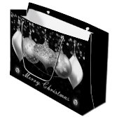 Elegant Silver Glitter Baubles Merry Kerstry Groot Cadeauzakje (Voorkant Gekanteld)