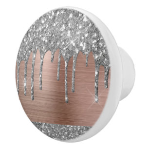 Elegant Silver Glitter bestuurt Roos Gold Metal Keramische Knop
