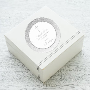 Elegant Silver Glitter Bevestiging of Baptisme Ronde Sticker
