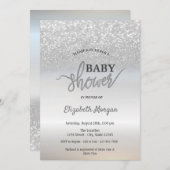 Elegant Silver Glitter Bokeh Baby shower Kaart (Voorkant / Achterkant)