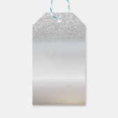 Elegant Silver Glitter Bokeh Cadeaulabel (Achterkant)