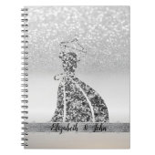 Elegant Silver Glitter Bokeh, Dress Notitieboek (Voorkant)