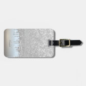Elegant Silver Glitter Bokeh Drives Bagagelabel (Voorkant horizontaal)