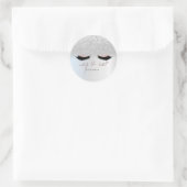 Elegant Silver Glitter Bokeh, Faux Lashes Ronde Sticker (Tas)