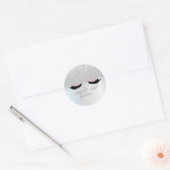 Elegant Silver Glitter Bokeh, Faux Lashes Ronde Sticker (Envelop)
