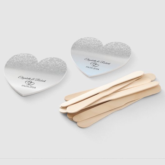 Elegant Silver Glitter Bokeh Handwaaier (Niet-gemonteerd)