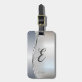 Elegant Silver Glitter Bokeh , Monogram Bagagelabel (Voorkant verticaal)