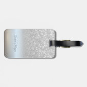 Elegant Silver Glitter Bokeh, Monogram, Bloemen Bagagelabel (Achterkant horizontaal)
