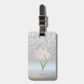 Elegant Silver Glitter Bokeh Ombre Bagagelabel (Voorkant verticaal)