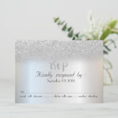 Elegant Silver Glitter Bokeh RSVP-kaart Kaart (Staand voorkant)