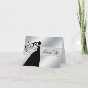 Elegant Silver Glitter Bride Harde dank Bedankkaart