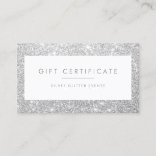 Elegant Silver Glitter Cadeaubon Aanbevelingskaartje