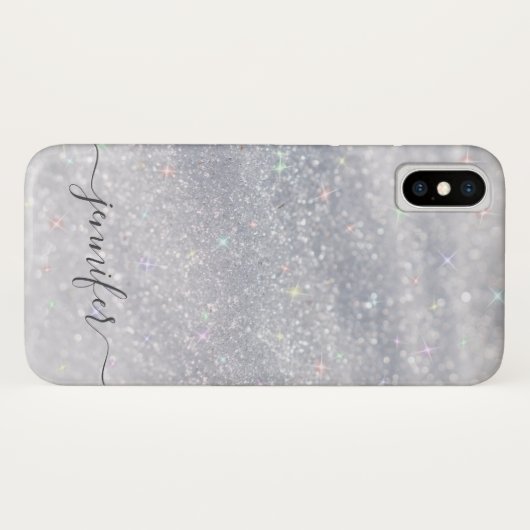 Elegant Silver Glitter Case-Mate iPhone Case (Achterkant (horizontaal))