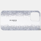 Elegant Silver Glitter Custom Name Case-Mate iPhone Case (Achterkant (horizontaal))