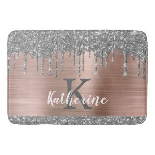 Elegant Silver Glitter Driving Roos Gold Metal Badmat